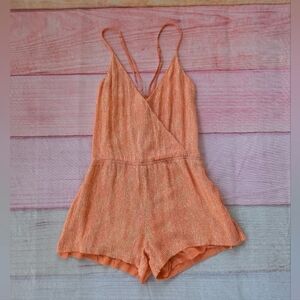 MLV Orange Brooklyn Sequin Romper Small‎ Surplice Neckline Summer Club